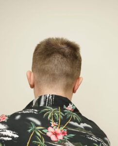 Back view highlighting typical coverage and natural volume of medium-density hair.